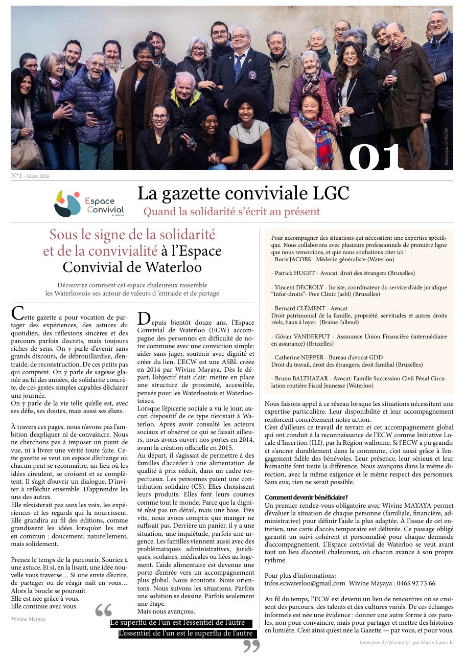 Couverture de la gazette conviviale — N°1